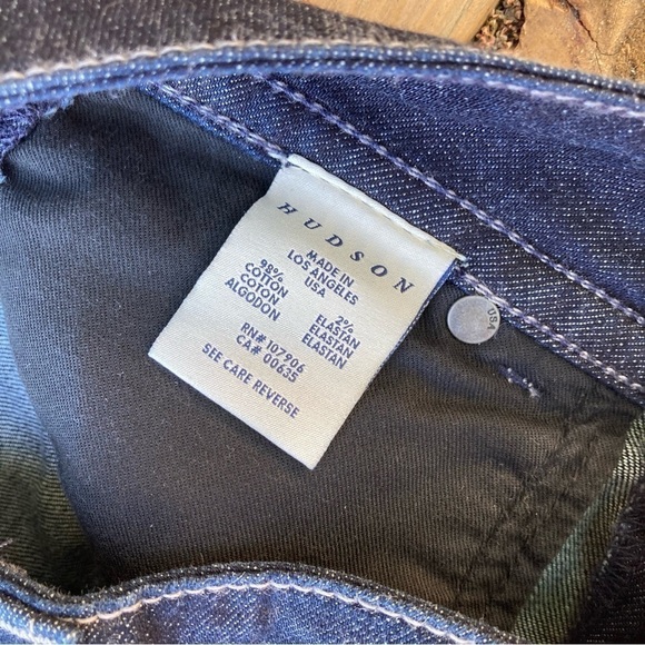 Hudson Cropped Dark Wash Jeans Raw Hem Ankle Flap Pockets Capri Sz 28 Spring - Picture 5 of 6